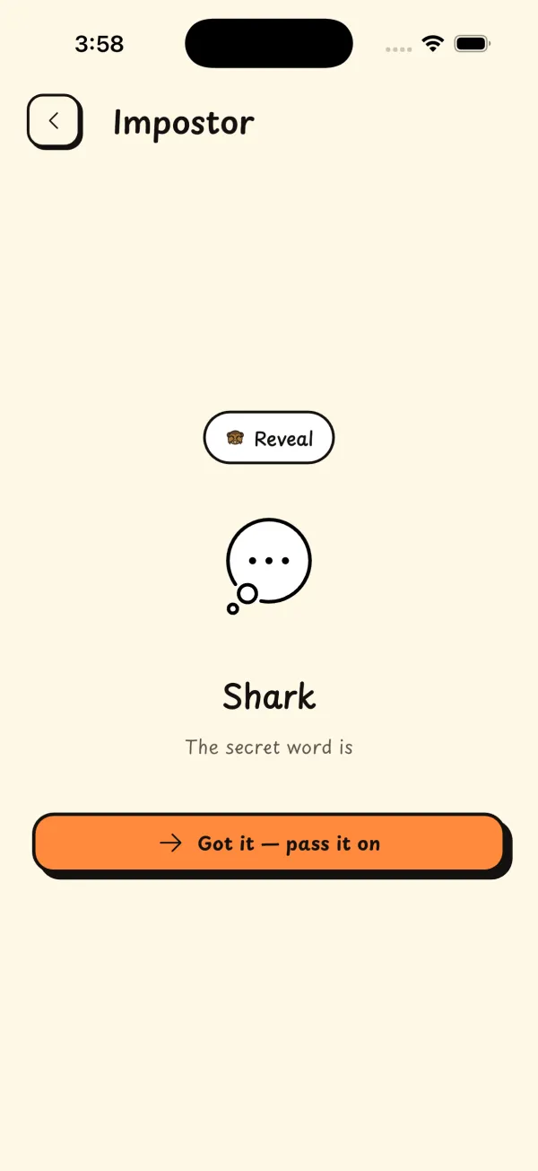 Secret roles revealed one player at a time