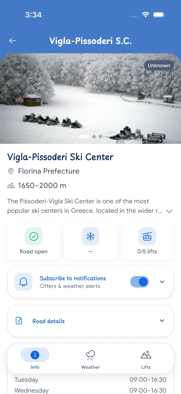 Opt-in offer and weather alerts per center